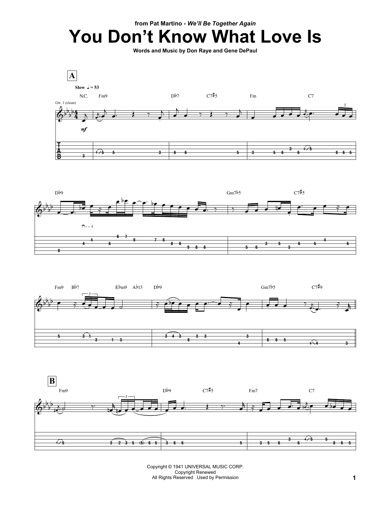 Learn to play Pat Martino You Don't Know What Love Is sheet music for Guitar Tab in minutes. Price: 7.8900$ Pat Martino You Don't Know What Love Is sheet music notes and chords arranged for Guitar Tab