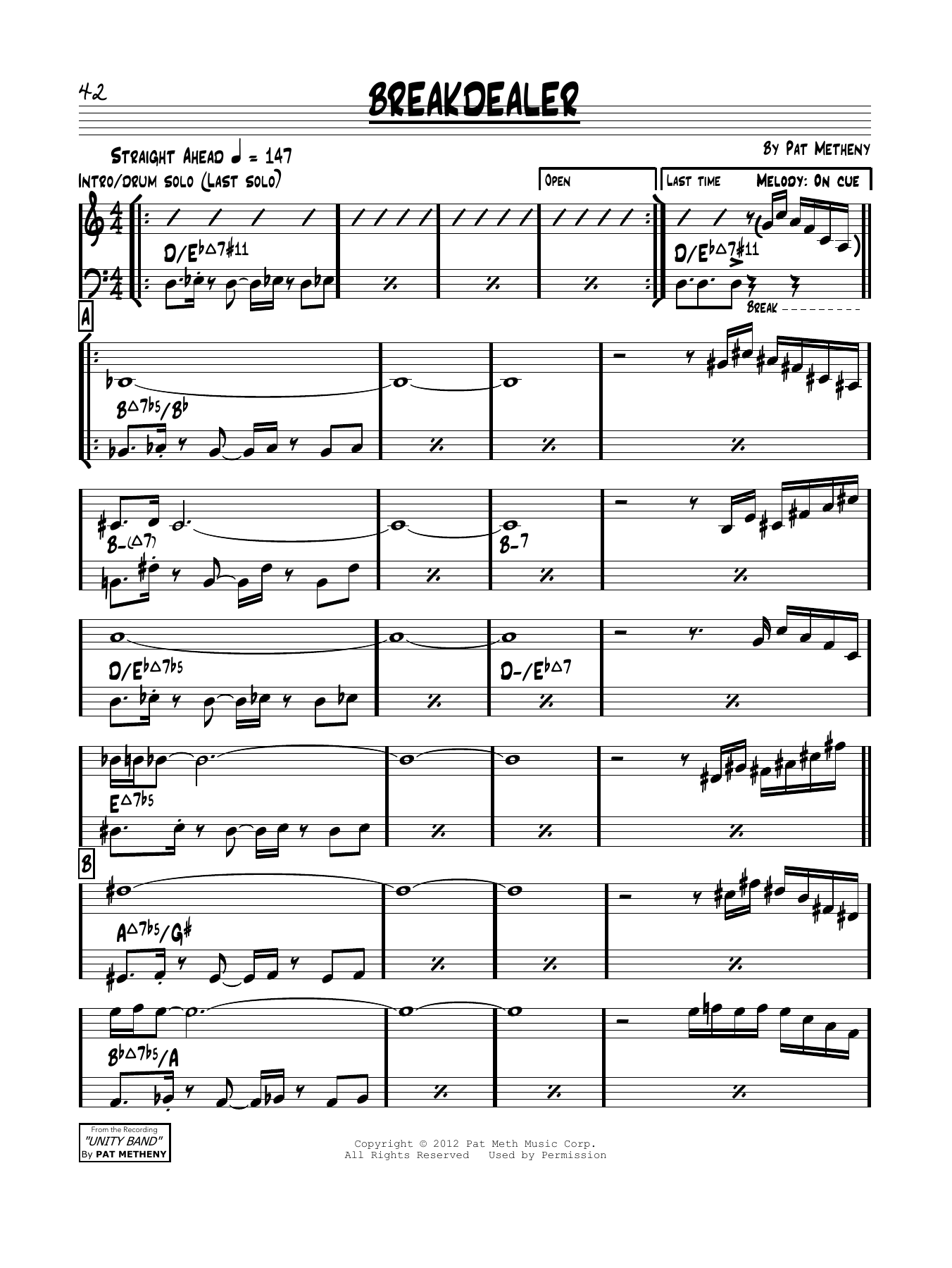 Learn to play Pat Metheny Breakdealer sheet music for Guitar Tab in minutes. Price: 7.8900$ Pat Metheny Breakdealer sheet music notes and chords arranged for Guitar Tab