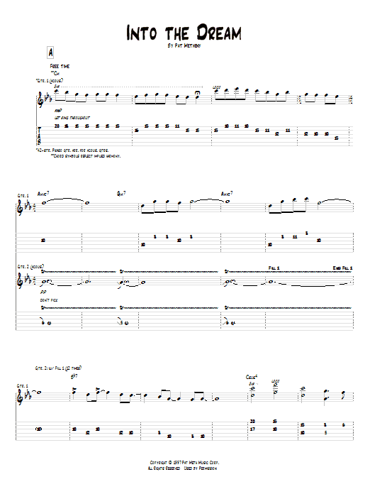 Learn to play Pat Metheny Into The Dream sheet music for Guitar Tab in minutes. Price: 7.8900$ Pat Metheny Into The Dream sheet music notes and chords arranged for Guitar Tab