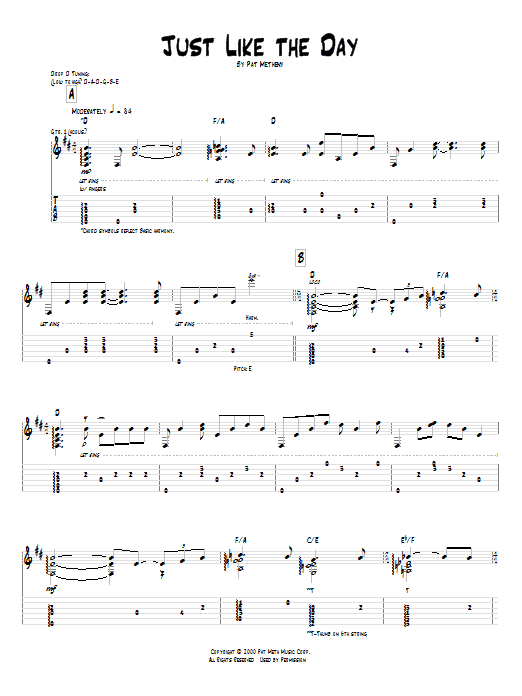 Learn to play Pat Metheny Just Like The Day sheet music for Real Book – Melody & Chords in minutes. Price: 5.9900$ Pat Metheny Just Like The Day sheet music notes and chords arranged for Real Book – Melody & Chords