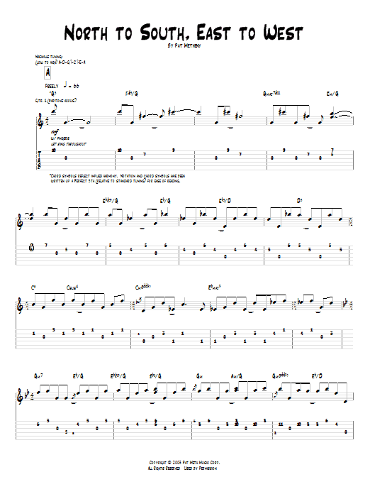 Pat Metheny North To South, East To West sheet music notes and chords. Download Printable PDF.