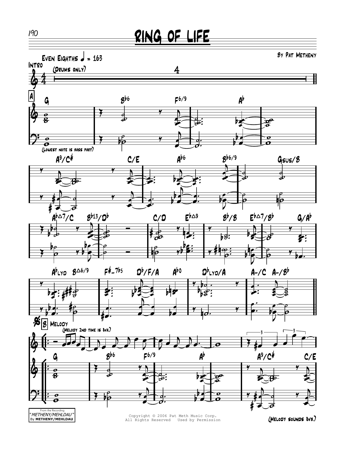 Learn to play Pat Metheny Ring Of Life sheet music for Real Book – Melody & Chords in minutes. Price: 5.9900$ Pat Metheny Ring Of Life sheet music notes and chords arranged for Real Book – Melody & Chords