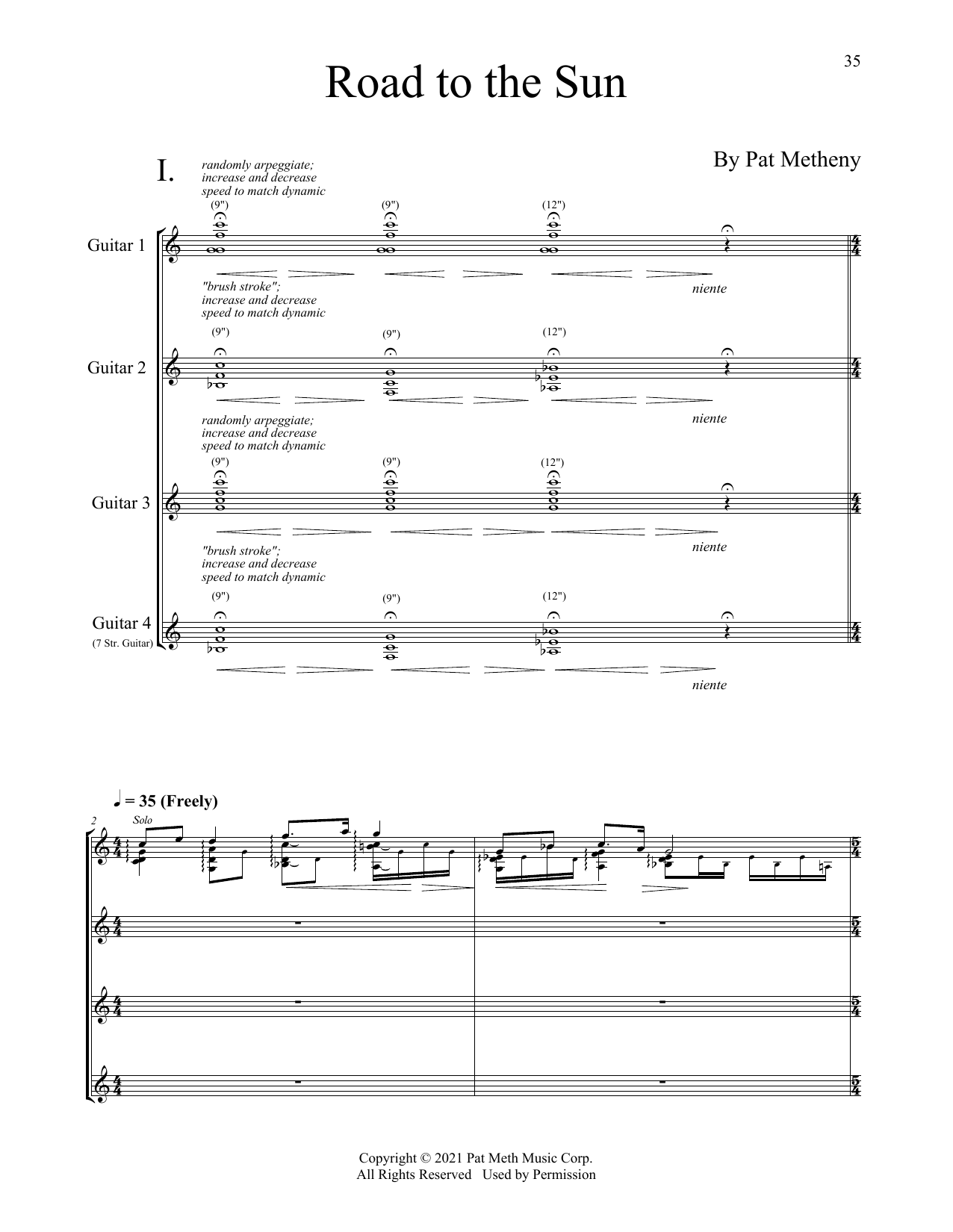 Pat Metheny Road To The Sun sheet music notes and chords. Download Printable PDF.