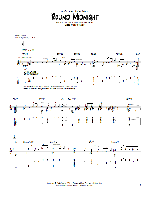 Learn to play Pat Metheny 'Round Midnight sheet music for Guitar Tab in minutes. Price: 7.8900$ Pat Metheny 'Round Midnight sheet music notes and chords arranged for Guitar Tab