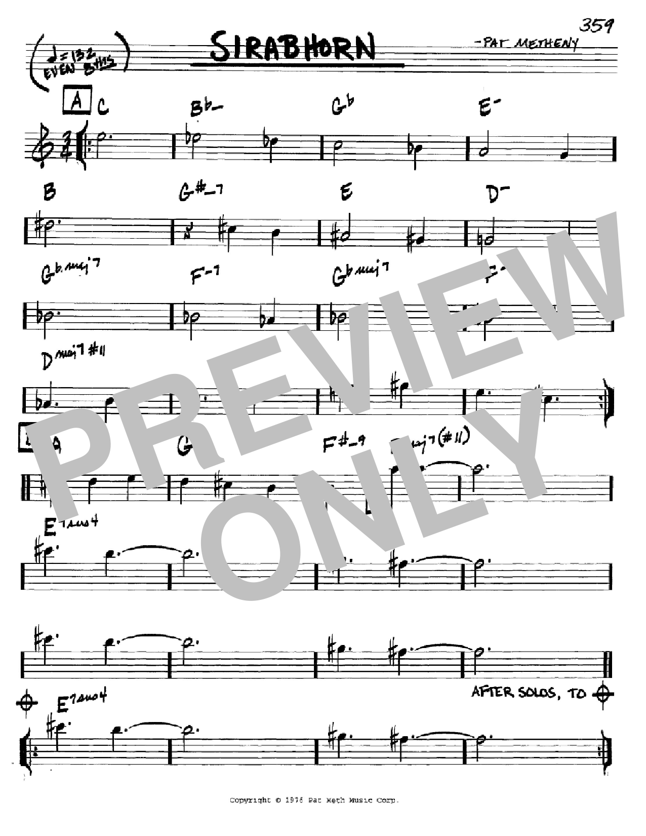 Pat Metheny Sirabhorn sheet music notes and chords. Download Printable PDF.