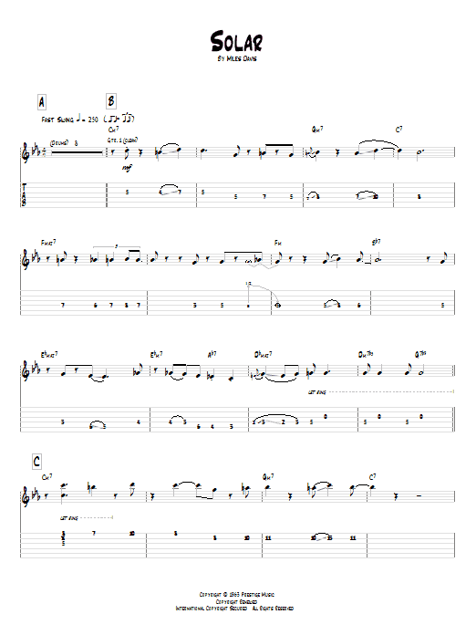 Pat Metheny Solar sheet music notes and chords arranged for Guitar Tab