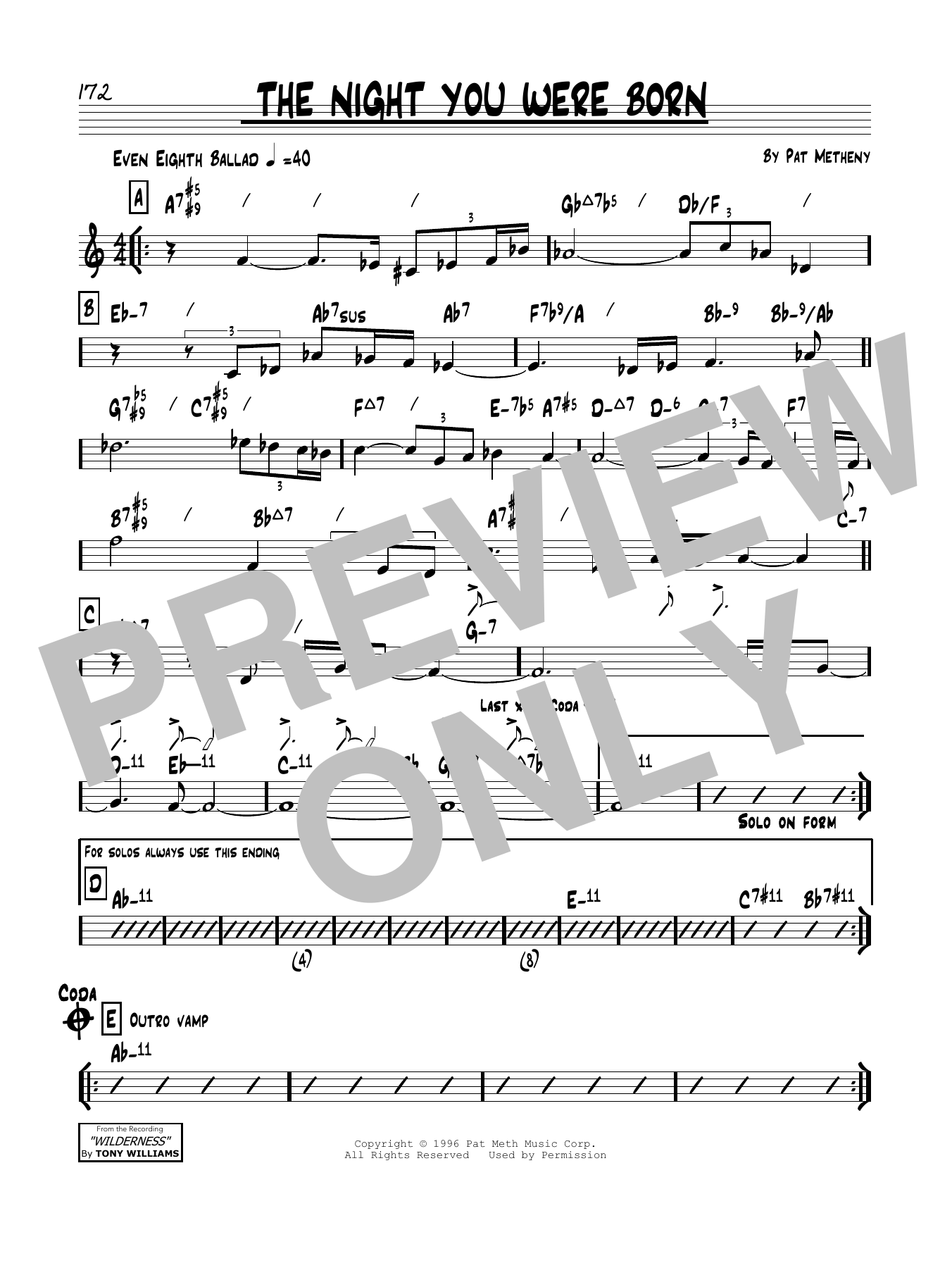 Learn to play Pat Metheny The Night You Were Born sheet music for Real Book – Melody & Chords in minutes. Price: 5.9900$ Pat Metheny The Night You Were Born sheet music notes and chords arranged for Real Book – Melody & Chords