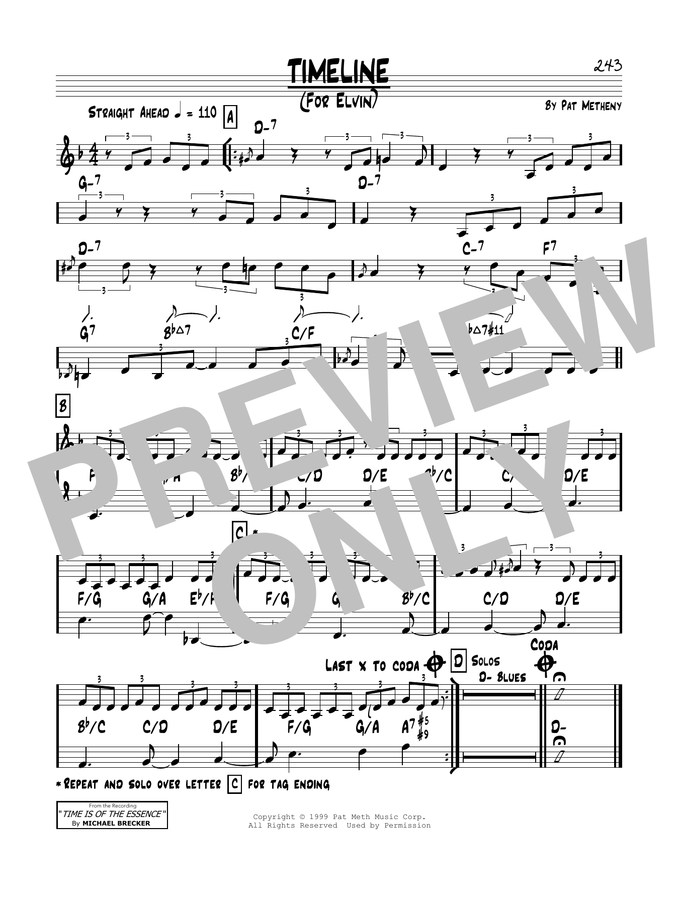Learn to play Pat Metheny Timeline sheet music for Real Book – Melody & Chords in minutes. Price: 5.9900$ Pat Metheny Timeline sheet music notes and chords arranged for Real Book – Melody & Chords