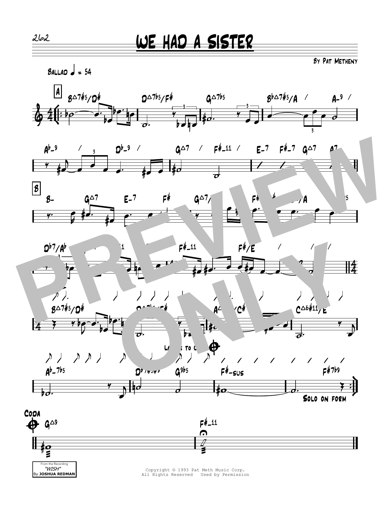 Learn to play Pat Metheny We Had A Sister sheet music for Real Book – Melody & Chords in minutes. Price: 5.9900$ Pat Metheny We Had A Sister sheet music notes and chords arranged for Real Book – Melody & Chords