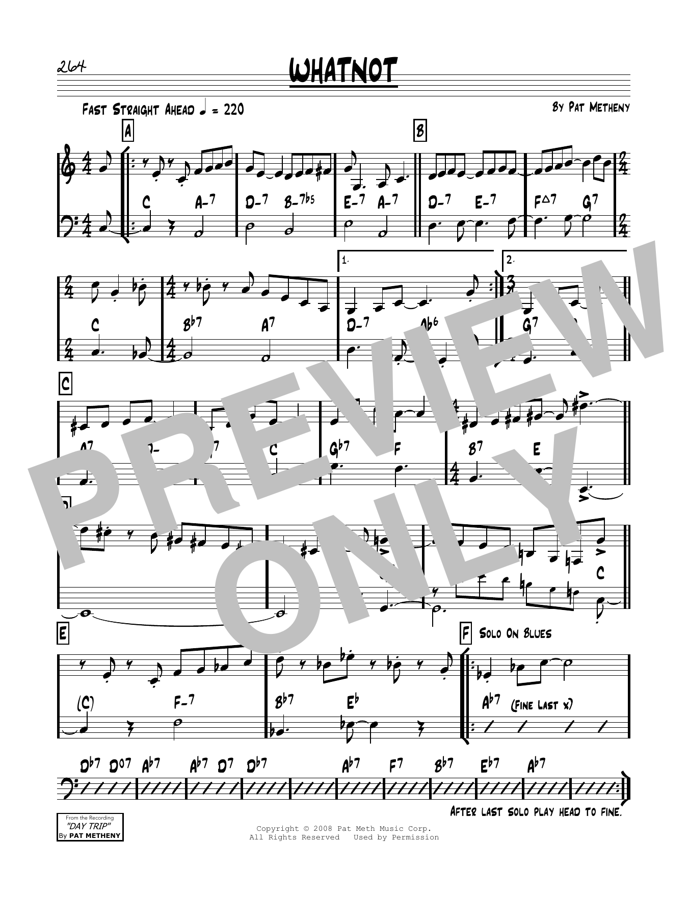 Learn to play Pat Metheny Whatnot sheet music for Real Book – Melody & Chords in minutes. Price: 5.9900$ Pat Metheny Whatnot sheet music notes and chords arranged for Real Book – Melody & Chords