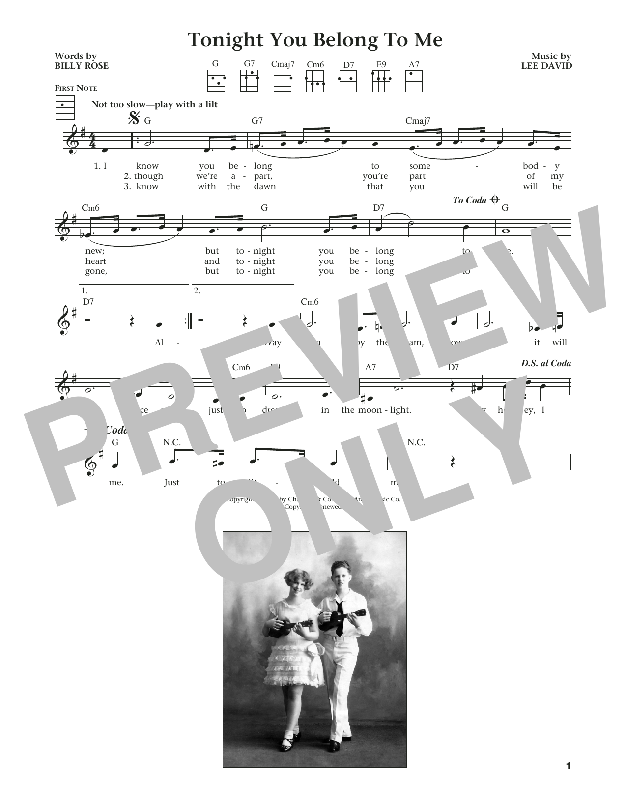 Learn to play Patience & Prudence Tonight You Belong To Me (from The Daily Ukulele) (arr. Liz and Jim Beloff) sheet music for Ukulele in minutes. Price: 5.9900$ Patience & Prudence Tonight You Belong To Me (from The Daily Ukulele) (arr. Liz and Jim Beloff) sheet music notes and chords arranged for Ukulele
