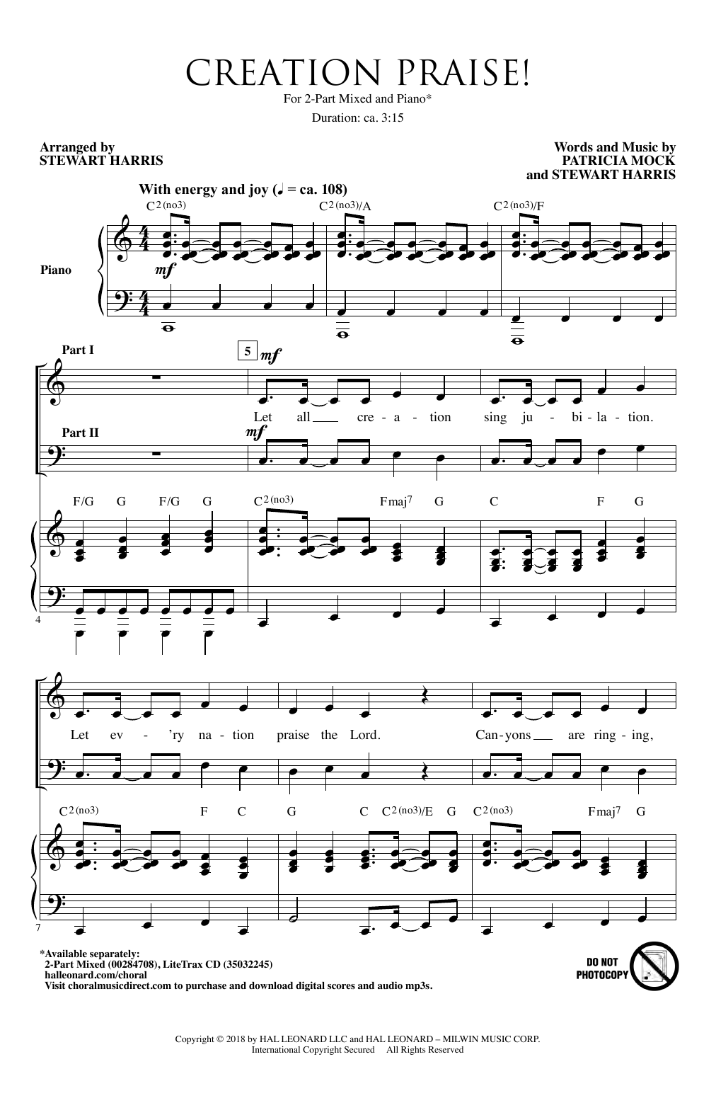 Patricia Mock Creation Praise! (arr. Stewart Harris) sheet music notes and chords. Download Printable PDF.