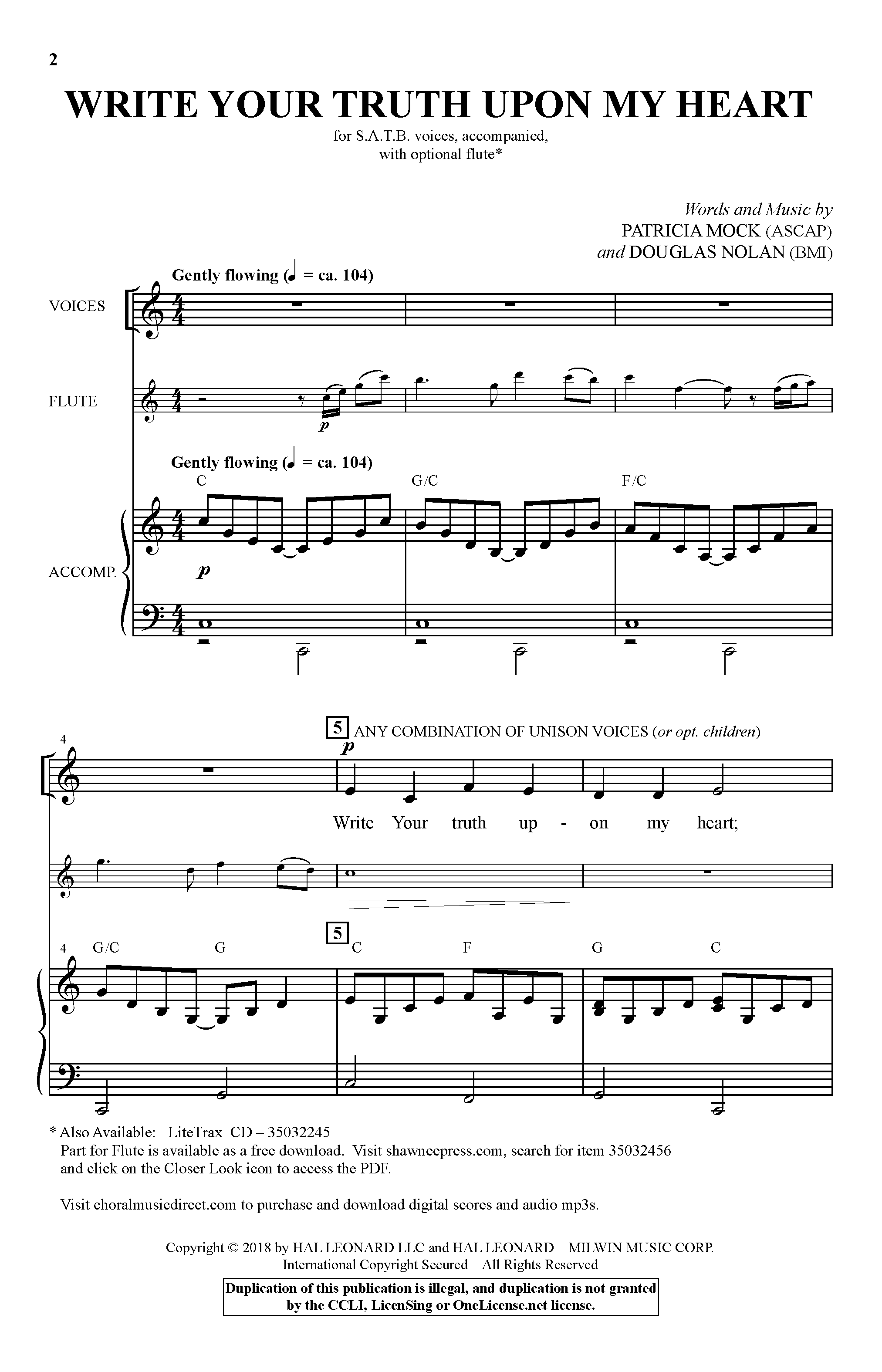 Learn to play Patricia Mock & Douglas Nolan Write Your Truth Upon My Heart sheet music for SATB Choir in minutes. Price: 3.9900$ Patricia Mock & Douglas Nolan Write Your Truth Upon My Heart sheet music notes and chords arranged for SATB Choir