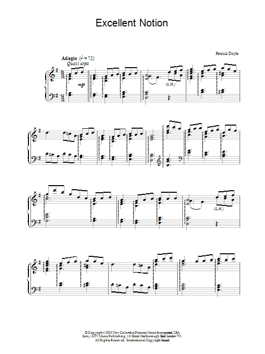 Patrick Doyle Excellent Notion sheet music notes and chords. Download Printable PDF.