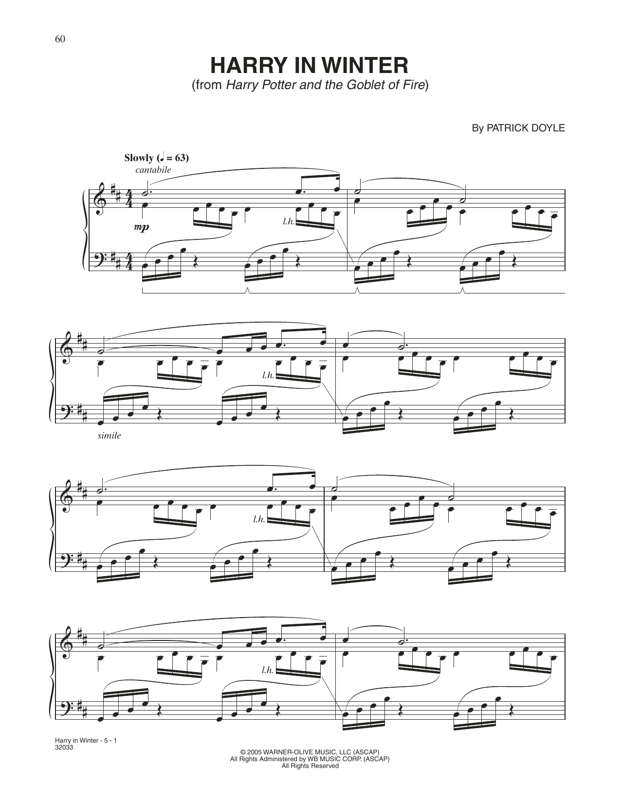 Patrick Doyle Harry In Winter (from Harry Potter And The Goblet Of Fire) sheet music notes and chords. Download Printable PDF.