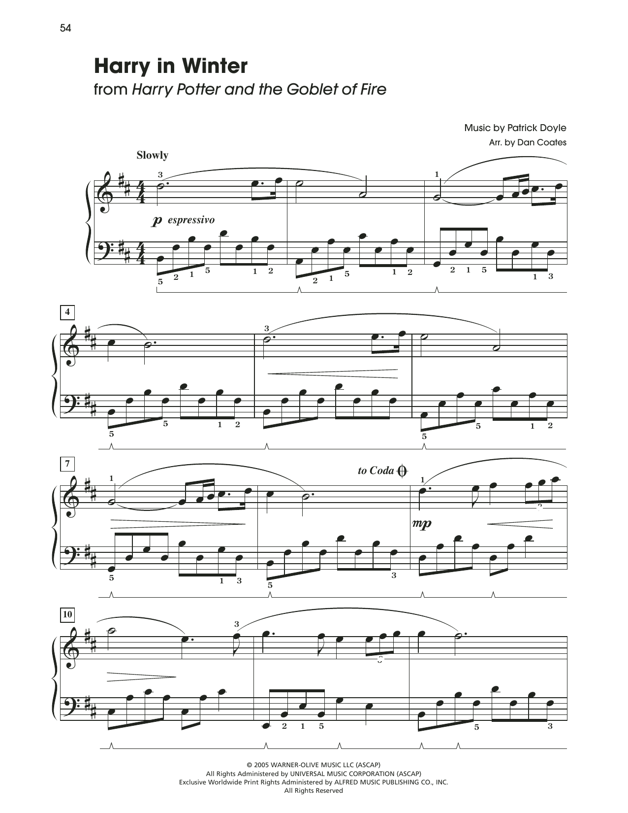 Patrick Doyle Harry In Winter (from Harry Potter) (arr. Dan Coates) sheet music notes and chords. Download Printable PDF.