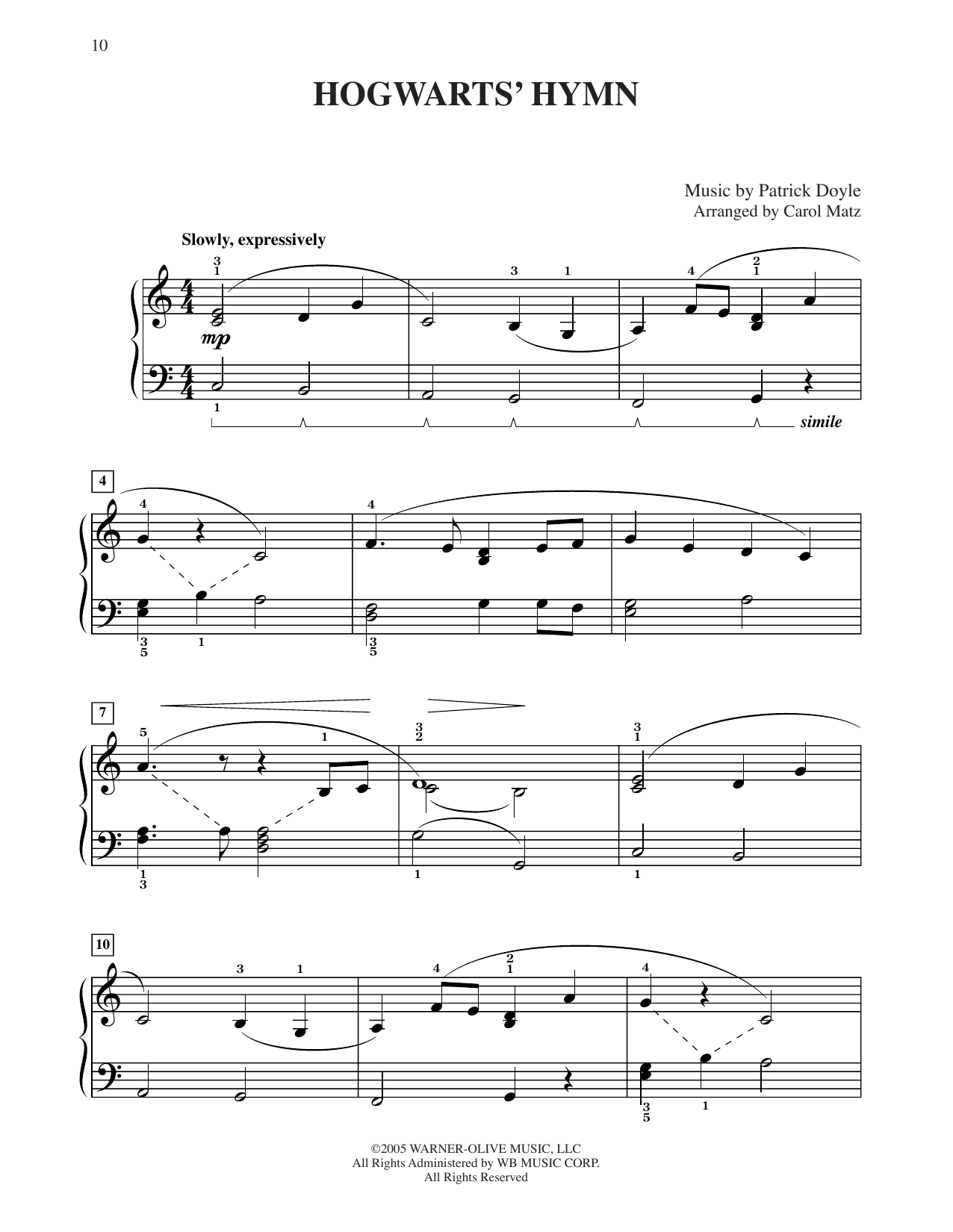 Patrick Doyle Hogwarts' Hymn (from Harry Potter) (arr. Carol Matz) sheet music notes and chords. Download Printable PDF.