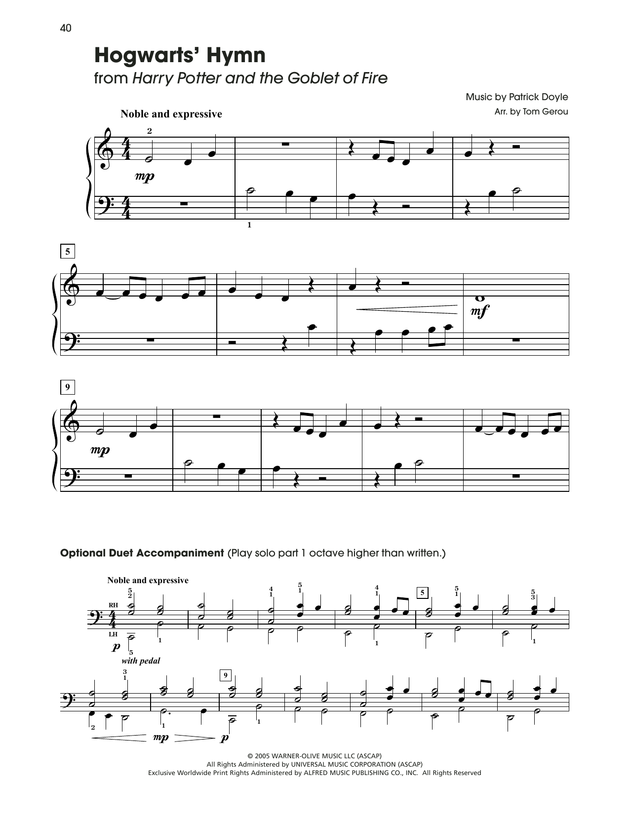 Patrick Doyle Hogwarts' Hymn (from Harry Potter) (arr. Tom Gerou) sheet music notes and chords. Download Printable PDF.