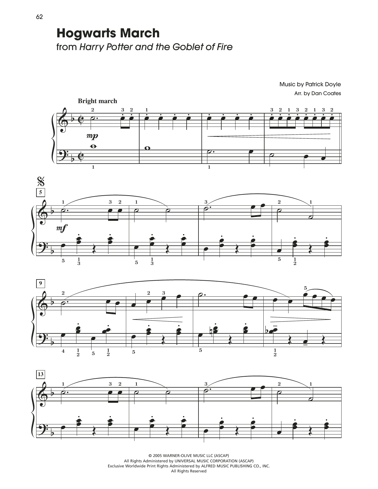 Patrick Doyle Hogwarts' March (from Harry Potter) (arr. Dan Coates) sheet music notes and chords. Download Printable PDF.