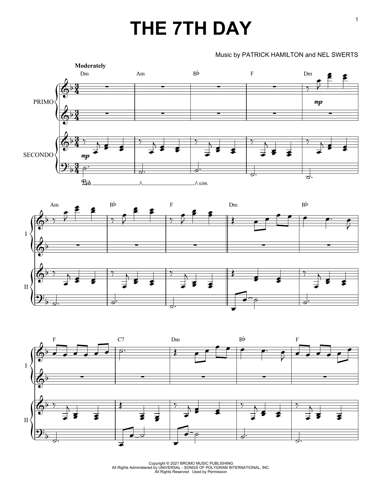 Patrick Hamilton & Nel Swerts The 7th Day sheet music notes and chords. Download Printable PDF.