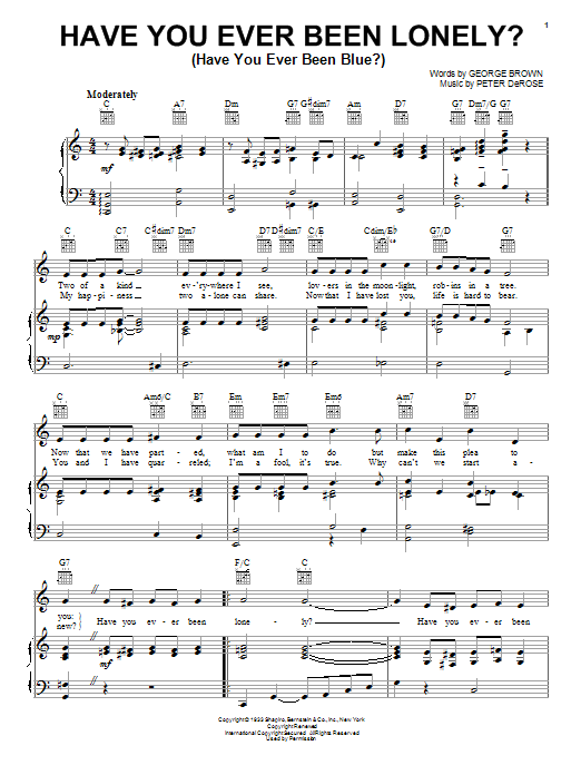 Patsy Cline Have You Ever Been Lonely? (Have You Ever Been Blue?) sheet music notes and chords. Download Printable PDF.