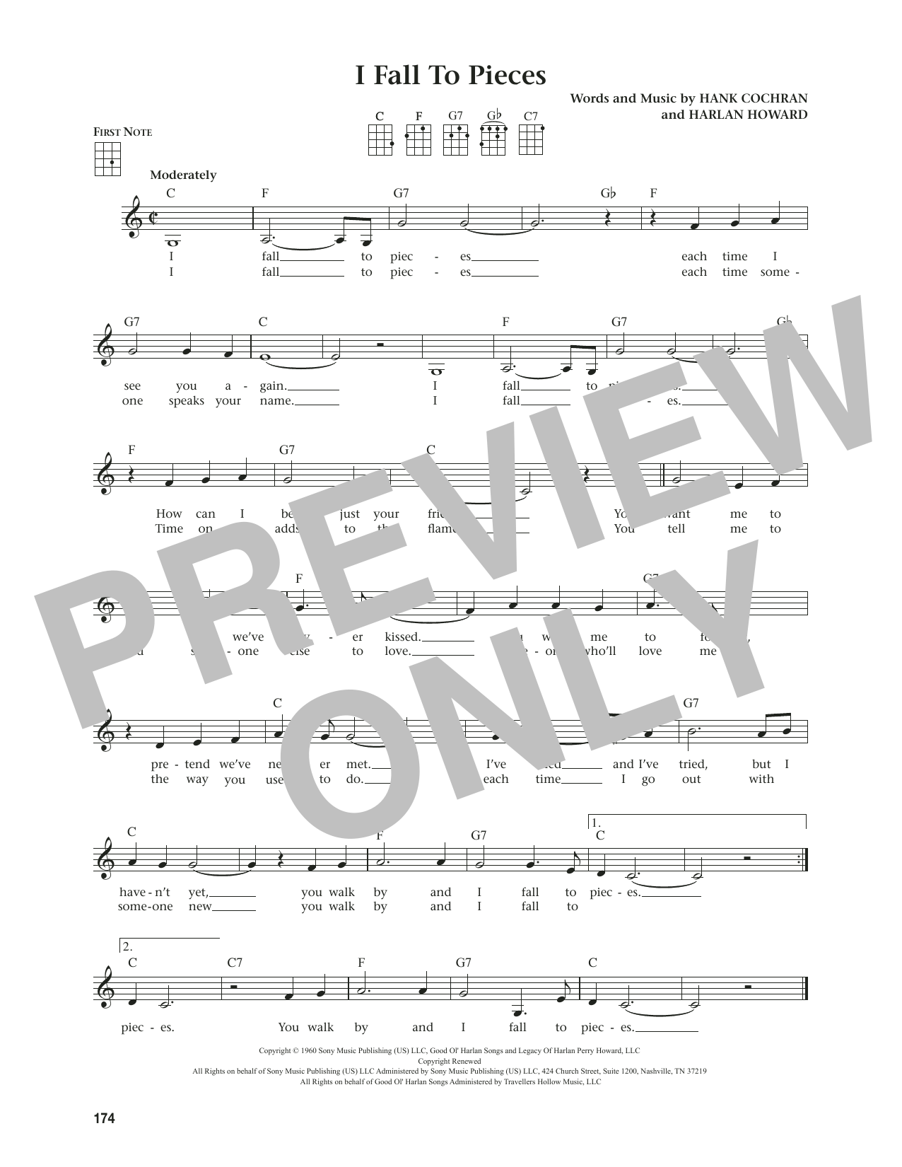 Patsy Cline I Fall To Pieces (from The Daily Ukulele) (arr. Jim Beloff) sheet music notes and chords. Download Printable PDF.