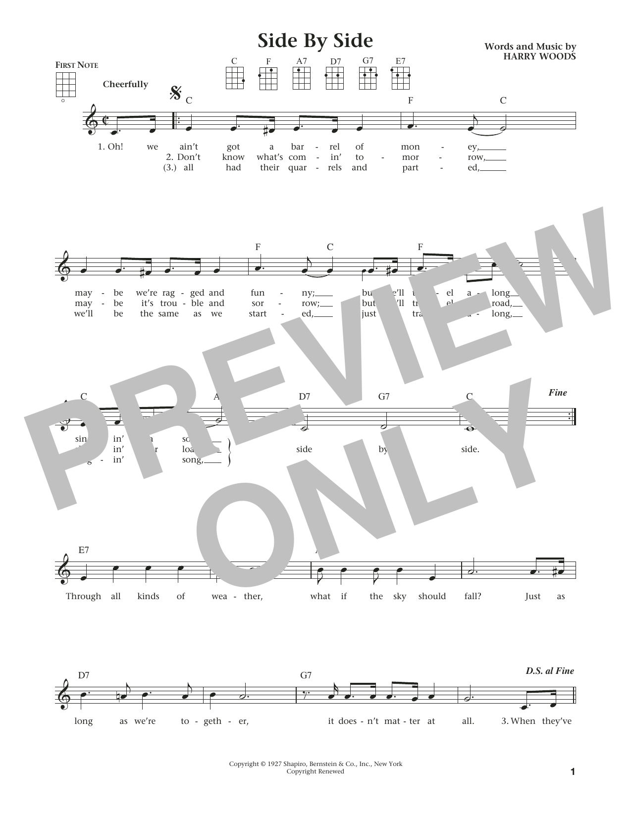 Harry Woods Side By Side (from The Daily Ukulele) (arr. Liz and Jim Beloff) sheet music notes and chords arranged for Ukulele