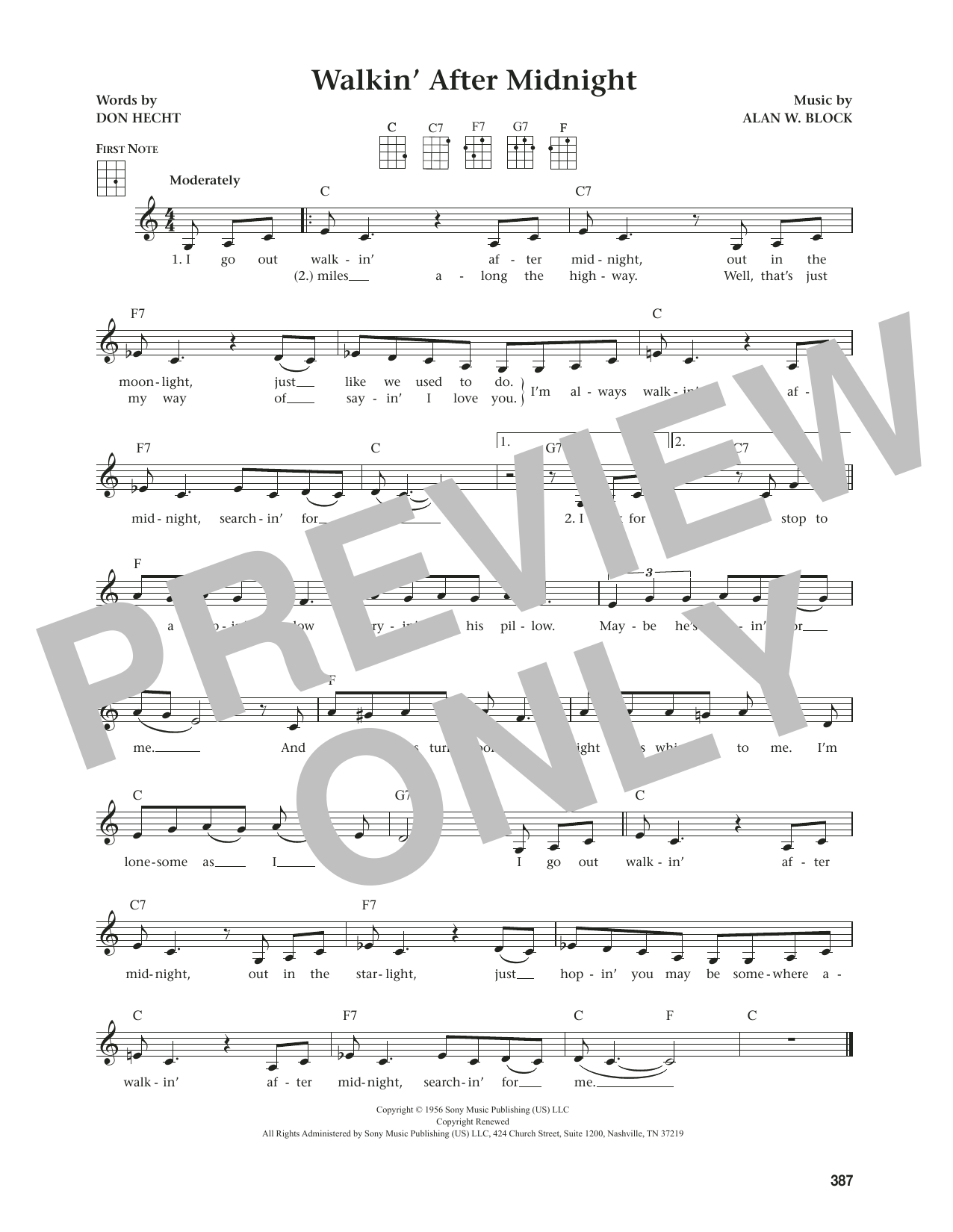 Patsy Cline Walkin' After Midnight (from The Daily Ukulele) (arr. Jim Beloff) sheet music notes and chords. Download Printable PDF.