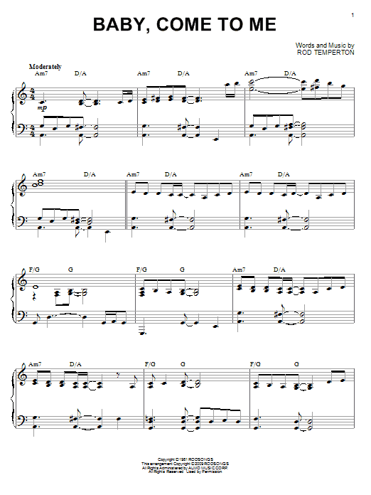 Learn to play Patti Austin with James Ingram Baby, Come To Me (arr. Larry Moore) sheet music for Piano Solo in minutes. Price: 7.8900$ Patti Austin with James Ingram Baby, Come To Me (arr. Larry Moore) sheet music notes and chords arranged for Piano Solo