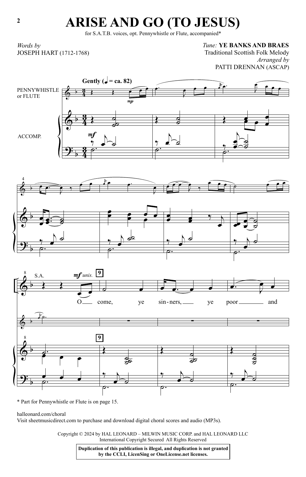 Patti Drennan Arise And Go (To Jesus) sheet music notes and chords. Download Printable PDF.