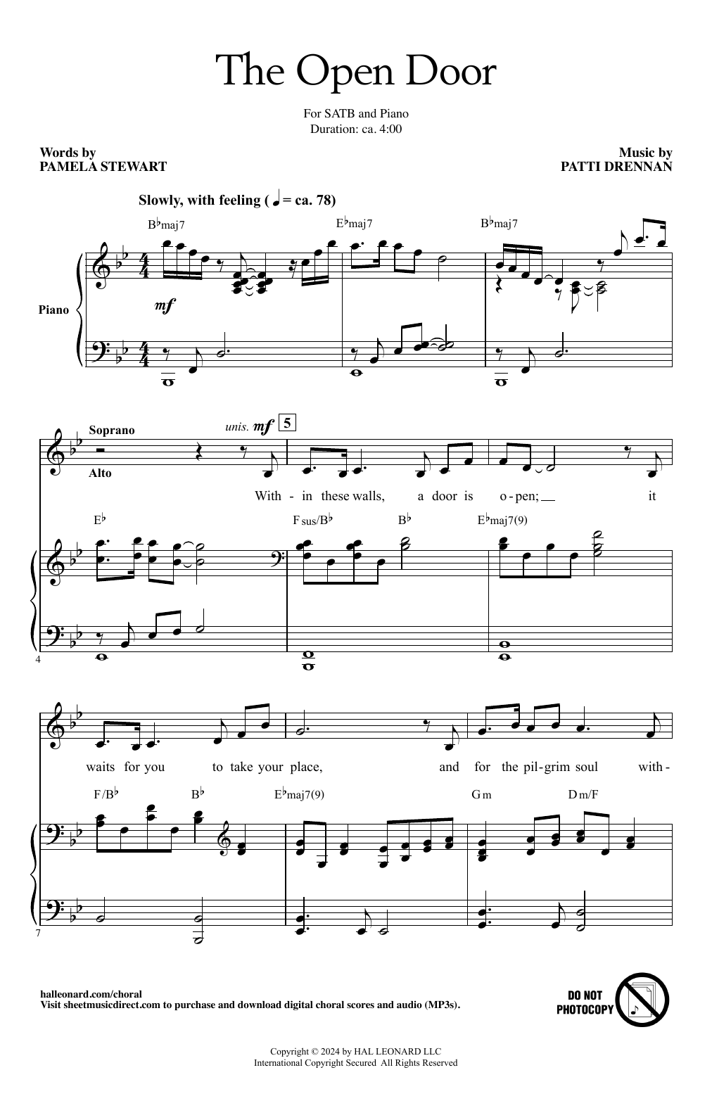 Patti Drennan The Open Door sheet music notes and chords. Download Printable PDF.