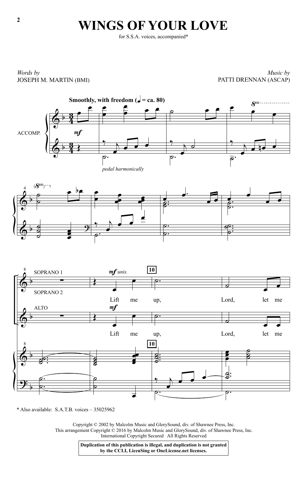 Patti Drennan Wings Of Your Love sheet music notes and chords. Download Printable PDF.