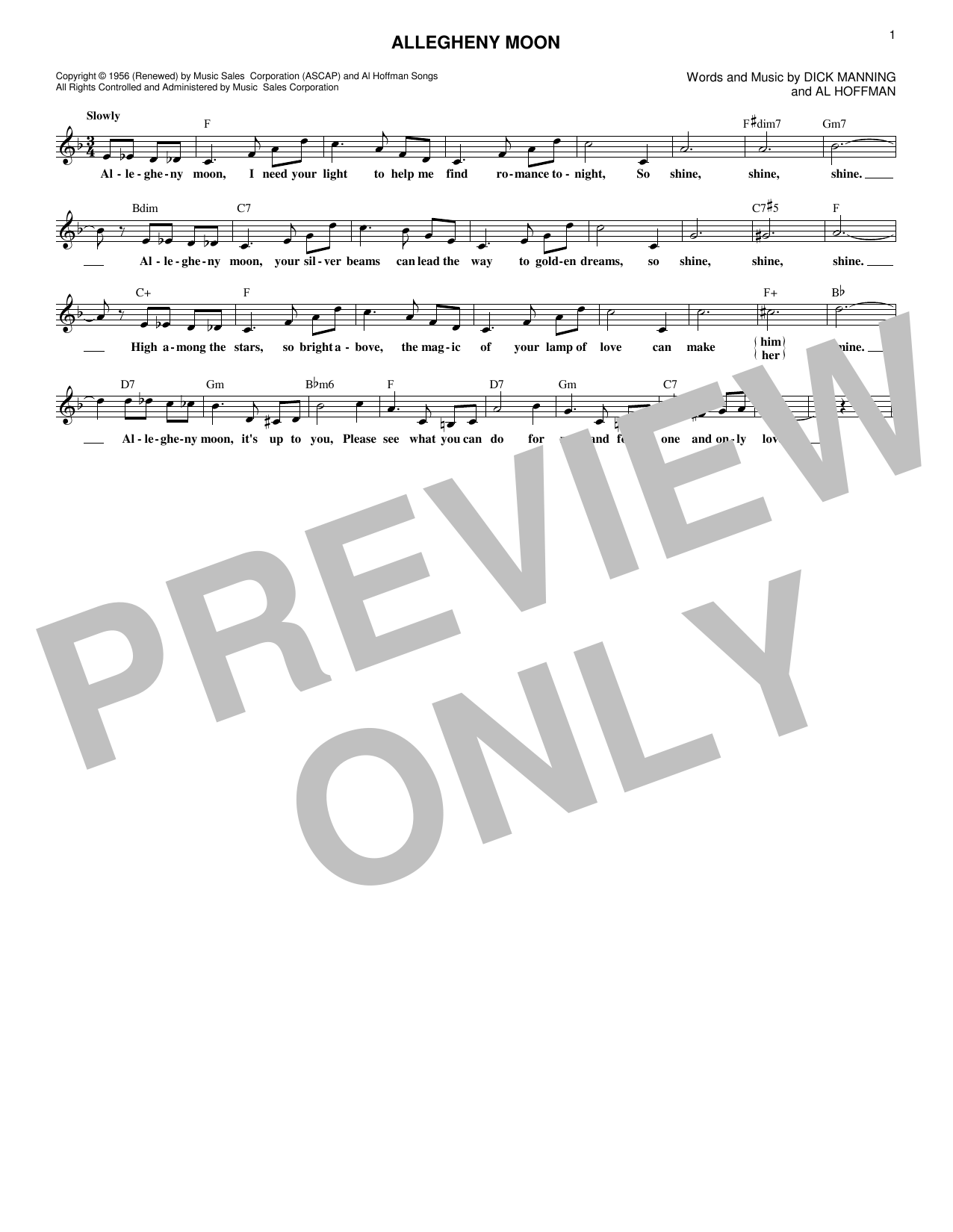 Learn to play Patti Page Allegheny Moon sheet music for Piano, Vocal & Guitar Chords (Right-Hand Melody) in minutes. Price: 7.8900$ Patti Page Allegheny Moon sheet music notes and chords arranged for Piano, Vocal & Guitar Chords (Right-Hand Melody)