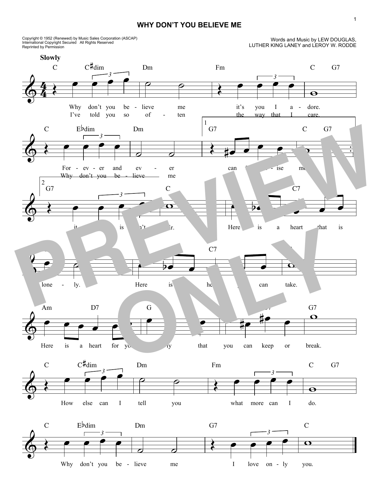 Learn to play Patti Page Why Don't You Believe Me sheet music for Easy Piano in minutes. Price: 6.9900$ Patti Page Why Don't You Believe Me sheet music notes and chords arranged for Easy Piano