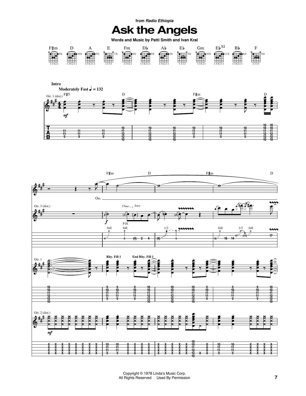 Patti Smith Ask The Angels sheet music notes and chords. Download Printable PDF.