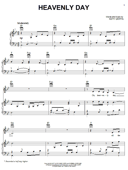 Patty Griffin Heavenly Day sheet music notes and chords. Download Printable PDF.