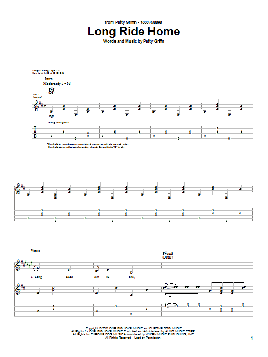 Learn to play Patty Griffin Long Ride Home sheet music for Guitar Tab in minutes. Price: 7.8900$ Patty Griffin Long Ride Home sheet music notes and chords arranged for Guitar Tab