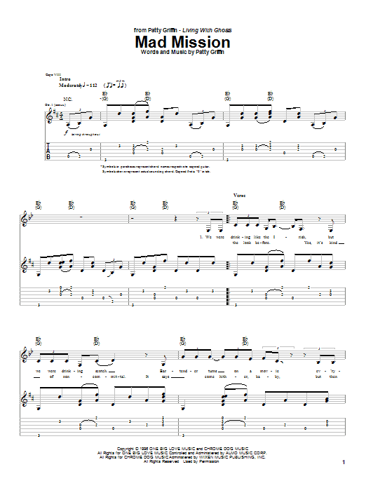 Learn to play Patty Griffin Mad Mission sheet music for Guitar Tab in minutes. Price: 7.8900$ Patty Griffin Mad Mission sheet music notes and chords arranged for Guitar Tab