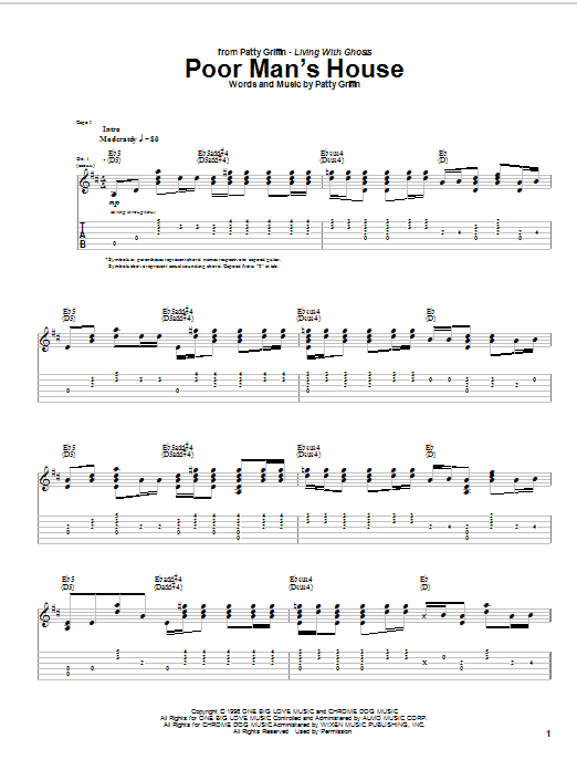 Learn to play Patty Griffin Poor Man's House sheet music for Guitar Tab in minutes. Price: 7.8900$ Patty Griffin Poor Man's House sheet music notes and chords arranged for Guitar Tab