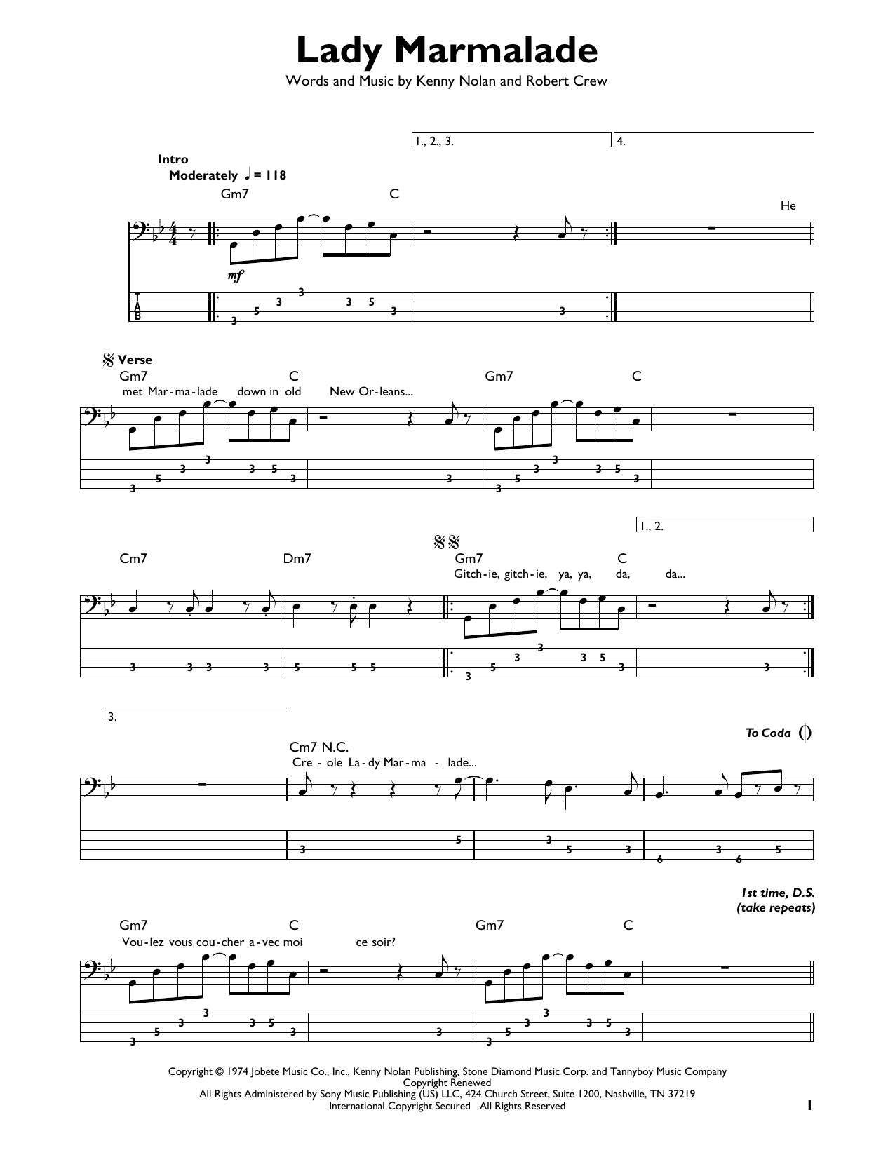 Patty LaBelle Lady Marmalade sheet music notes and chords. Download Printable PDF.