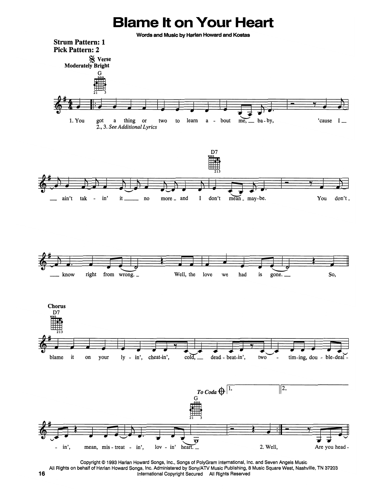 Patty Loveless Blame It On Your Heart sheet music notes and chords. Download Printable PDF.