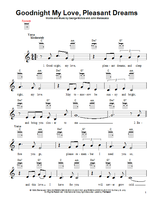 Paul Anka Goodnight My Love, Pleasant Dreams sheet music notes and chords. Download Printable PDF.