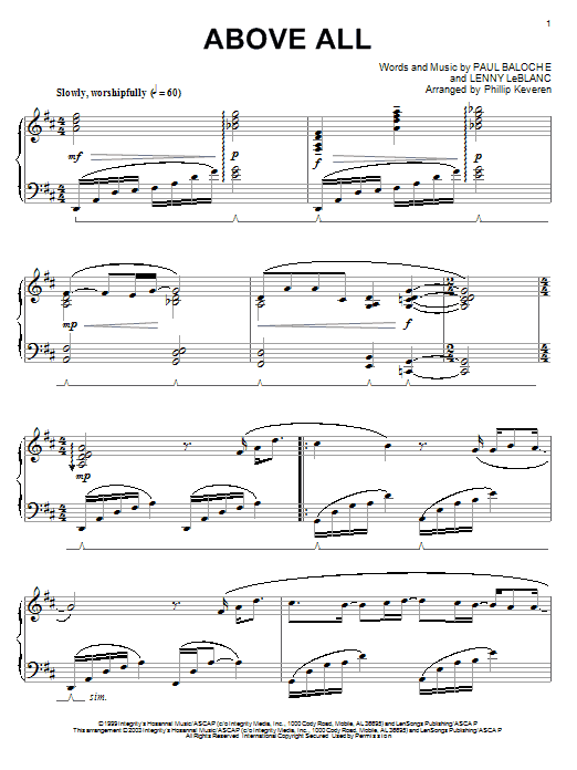 Paul Baloche Above All sheet music notes and chords. Download Printable PDF.