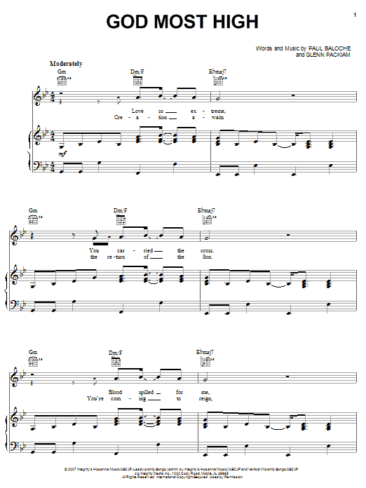 Paul Baloche God Most High sheet music notes and chords arranged for Piano, Vocal & Guitar Chords (Right-Hand Melody)