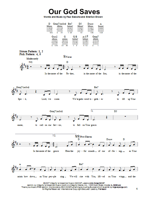 Paul Baloche Our God Saves sheet music notes and chords. Download Printable PDF.