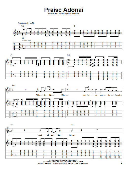 Paul Baloche Praise Adonai sheet music notes and chords. Download Printable PDF.