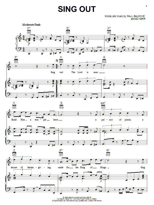 Learn to play Paul Baloche Sing Out sheet music for Piano, Vocal & Guitar Chords (Right-Hand Melody) in minutes. Price: 7.8900$ Paul Baloche Sing Out sheet music notes and chords arranged for Piano, Vocal & Guitar Chords (Right-Hand Melody)