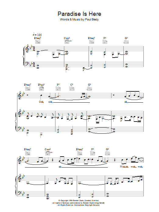 Learn to play Paul Brady Paradise Is Here sheet music for Piano, Vocal & Guitar Chords in minutes. Price: 7.8900$ Paul Brady Paradise Is Here sheet music notes and chords arranged for Piano, Vocal & Guitar Chords