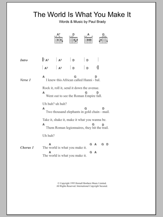 Paul Brady The World Is What You Make It sheet music notes and chords. Download Printable PDF.