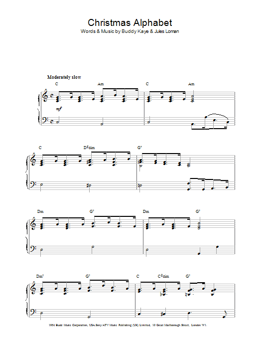 Learn to play Paul Brooks Christmas Alphabet sheet music for Piano Solo in minutes. Price: 7.8900$ Paul Brooks Christmas Alphabet sheet music notes and chords arranged for Piano Solo